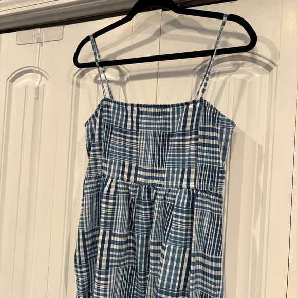 J. Crew Blue And White Plaid Midi Dress Size 6 - Picture 3 of 9